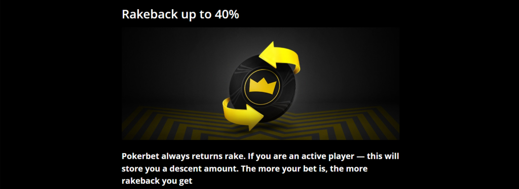 Rakeback 40% from Pokerbet online casino