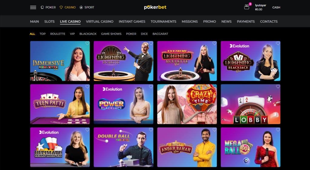 Live casino games at Pokerbet India